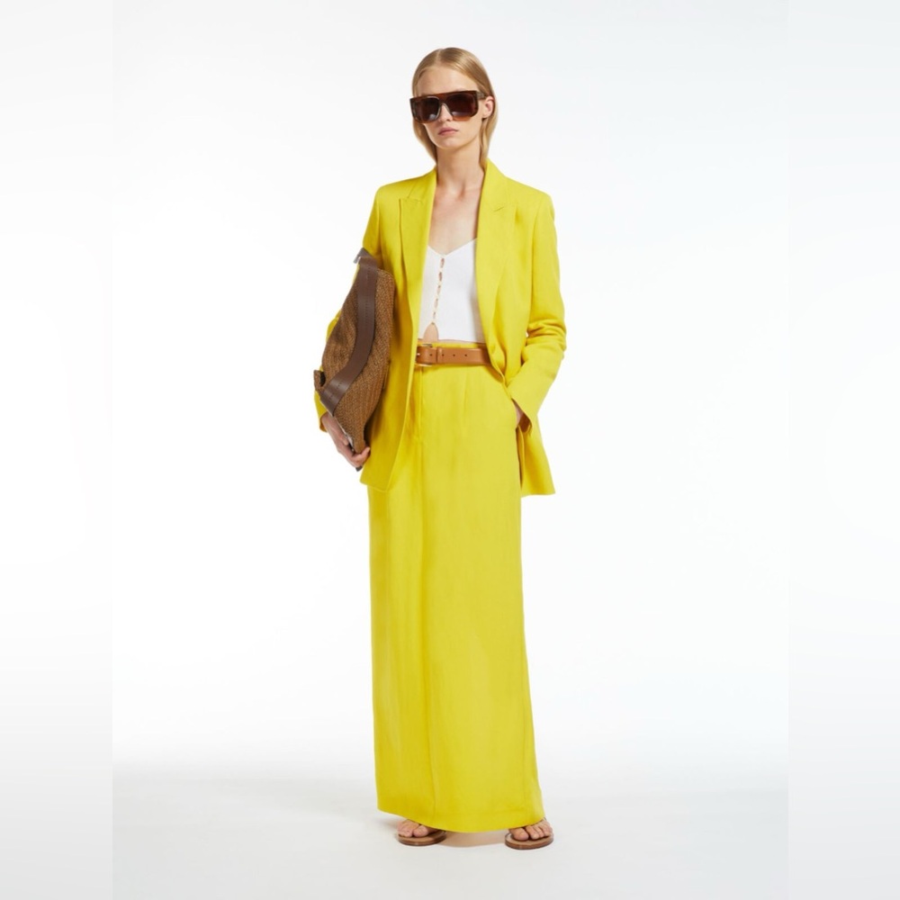 Max Mara Studio Nella Straight Linen Maxi Skirt Size 6 NWT